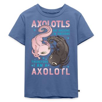 Axolotl Anime Niedlicher Salamander Kawaii Toll - Kinder Premium Bio T-Shirt - Taubenblau - Vorne - Mikhail (115cm)
