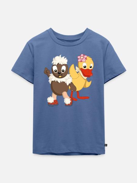 Pittiplatsch & Schnatterinchen - Kinder Premium Bio T-Shirt - Taubenblau
