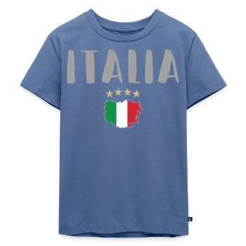 Italien Fußball Fan Trikot Flagge - Kinder Premium Bio T-Shirt - Taubenblau - Vorne - Mikhail (115cm)