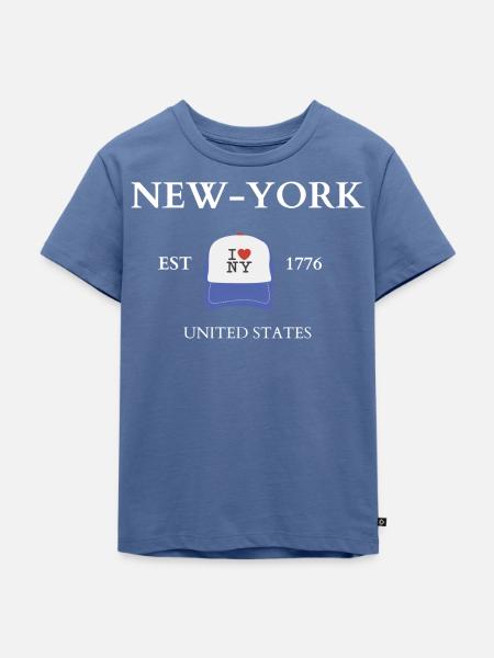 NEW YORK - Kinder Premium Bio T-Shirt - Taubenblau