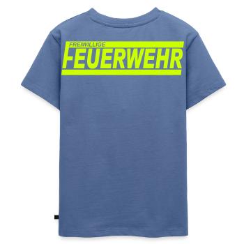 FEUERWEHR mit Rahmen - Freiwillige Feuerwehr FW32 - Kinder Premium Bio T-Shirt - Taubenblau - Hinten - Mikhail (115cm)