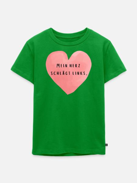Mein Herz schlägt links - Kinder Premium Bio T-Shirt - Grün