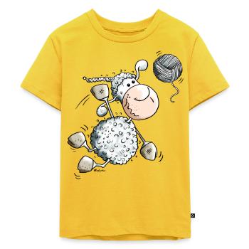 Sportliches Schaf - Kinder Premium Bio T-Shirt - Sonnengelb - Vorne - Hailey (125cm)