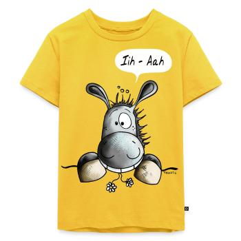 Abenteuerlustiger Esel - Kinder Premium Bio T-Shirt - Sonnengelb - Vorne - Hailey (125cm)