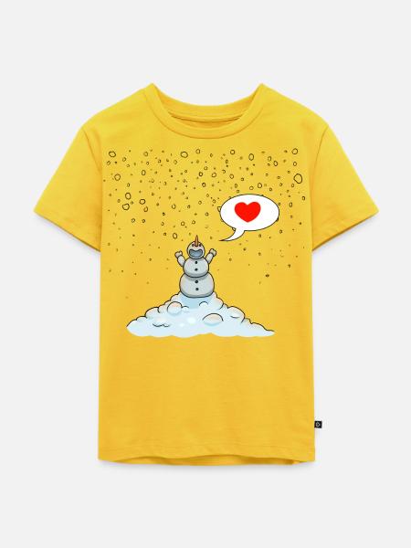 Schneemann - Kinder Premium Bio T-Shirt - Sonnengelb