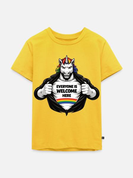 Vielfalt & Respekt Regenbogen Statement Design - Kinder Premium Bio T-Shirt - Sonnengelb