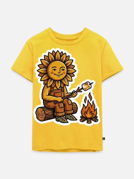 Sonnenblume Lagerfeuer Marshmallow - Kinder Premium Bio T-Shirt - Sonnengelb