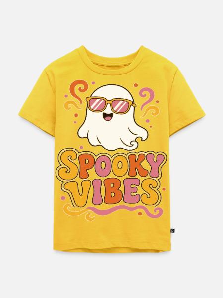 Spooky Vibes Geist mit Sonnenbrille - Kinder Premium Bio T-Shirt - Sonnengelb