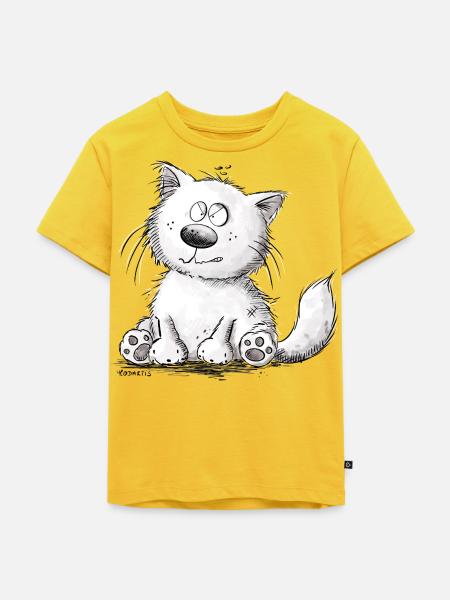 Mürrische Katze mit schlechter Laune - Kinder Premium Bio T-Shirt - Sonnengelb