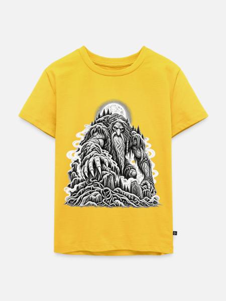 Düsterer Waldtroll im Mondschein - Kinder Premium Bio T-Shirt - Sonnengelb