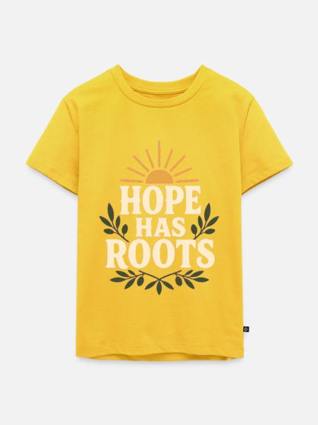 Hope Has Roots – Hoffnung wächst - Kinder Premium Bio T-Shirt - Sonnengelb