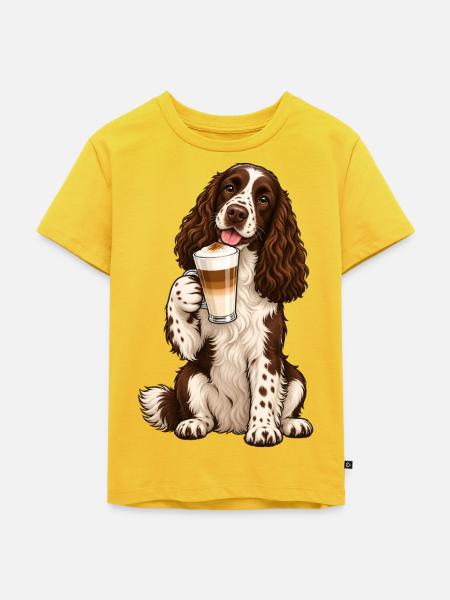 Englischer Springer Spaniel mit Latte Macchiato - Kinder Premium Bio T-Shirt - Sonnengelb