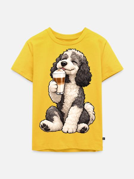 Schafpudel mit Latte Macchiato - Kinder Premium Bio T-Shirt - Sonnengelb