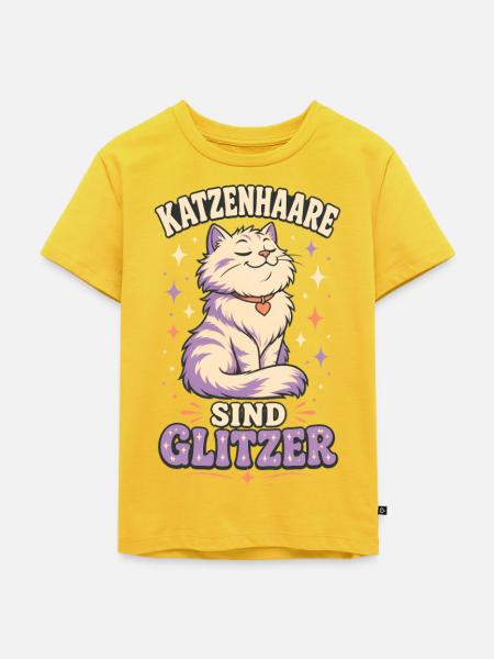 Katzenhaare sind Glitzer – Katzen Spruch - Kinder Premium Bio T-Shirt - Sonnengelb