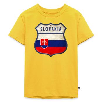 Slowakei Flaggen Wappen Design - Kinder Premium Bio T-Shirt - Sonnengelb - Vorne - Hailey (125cm)