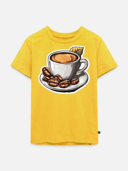 Kaffee - Kinder Premium Bio T-Shirt - Sonnengelb