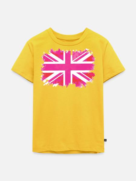 Pink Union Jack - Kinder Premium Bio T-Shirt - Sonnengelb