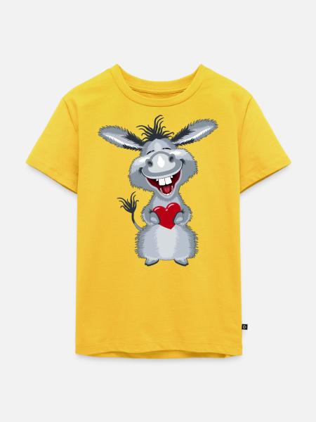herz_esel1 - Kinder Premium Bio T-Shirt - Sonnengelb