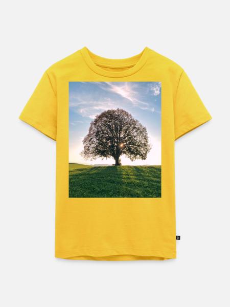Sonnenbaum auf dem Hügel - Kinder Premium Bio T-Shirt - Sonnengelb