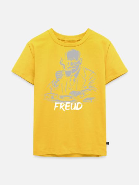 Freud Kaffeepause Illustration - Kinder Premium Bio T-Shirt - Sonnengelb