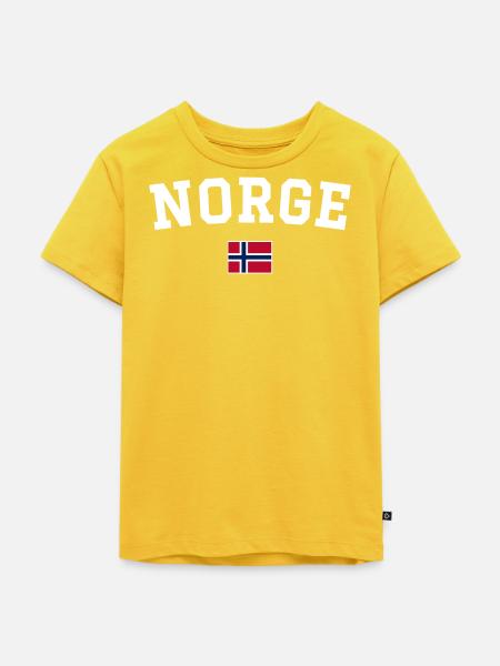 Norwegen Flagge Design Weiss - Kinder Premium Bio T-Shirt - Sonnengelb