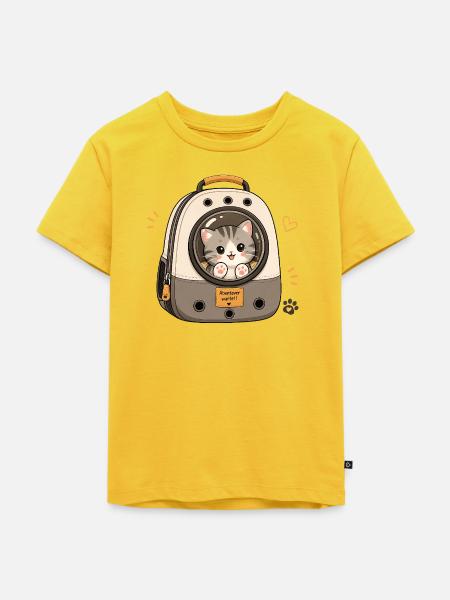 Katzenabenteuer im Rucksack - Kinder Premium Bio T-Shirt - Sonnengelb