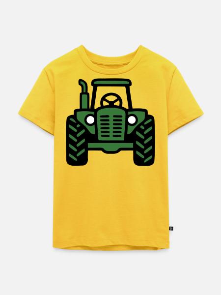 Traktor Frontansicht Logo - Kinder Premium Bio T-Shirt - Sonnengelb