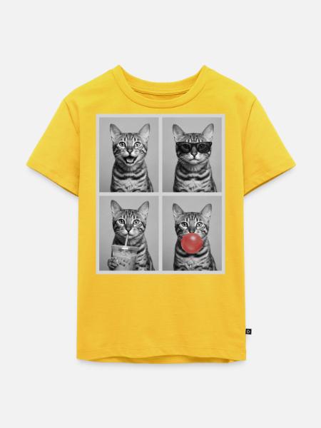 Katzen Bengal Katze - Kinder Premium Bio T-Shirt - Sonnengelb