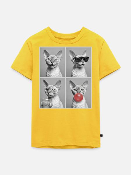 Katzen Devon Rex Katze - Kinder Premium Bio T-Shirt - Sonnengelb