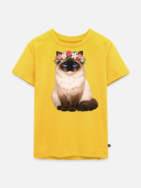 Birma Katze - Kinder Premium Bio T-Shirt - Sonnengelb