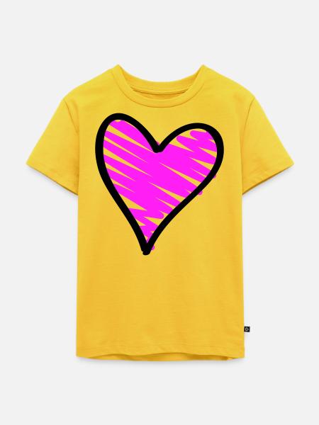 Herz - Kinder Premium Bio T-Shirt - Sonnengelb