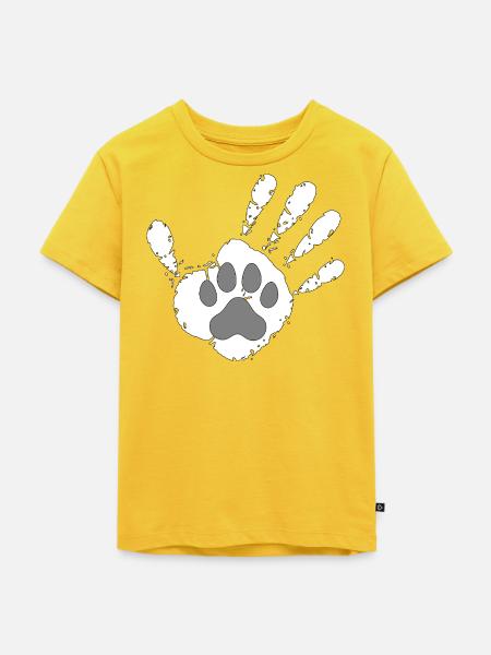 Hund Mensch High Five - Kinder Premium Bio T-Shirt - Sonnengelb