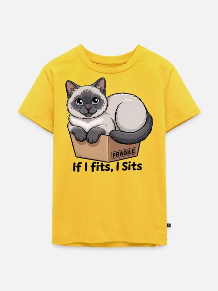 Fragiles Katzen-im-Box-Meme - Kinder Premium Bio T-Shirt - Sonnengelb