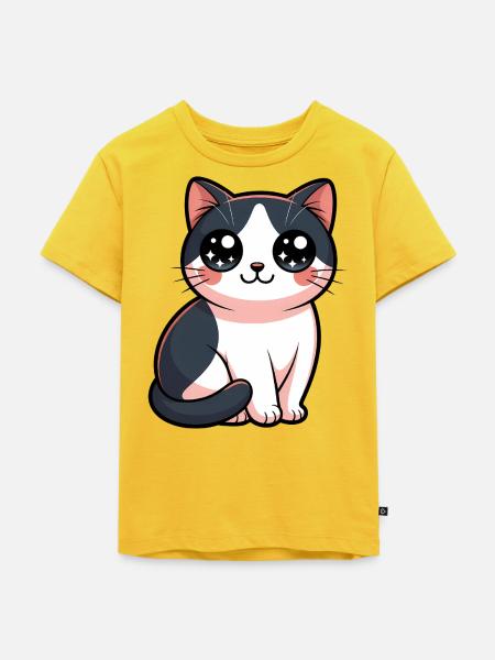 Kawaii Kätzchenkatzenliebhaber - Kinder Premium Bio T-Shirt - Sonnengelb
