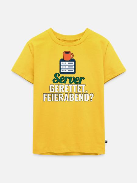 Server gerettet. Feierabend? Geschenk für Admins - Kinder Premium Bio T-Shirt - Sonnengelb