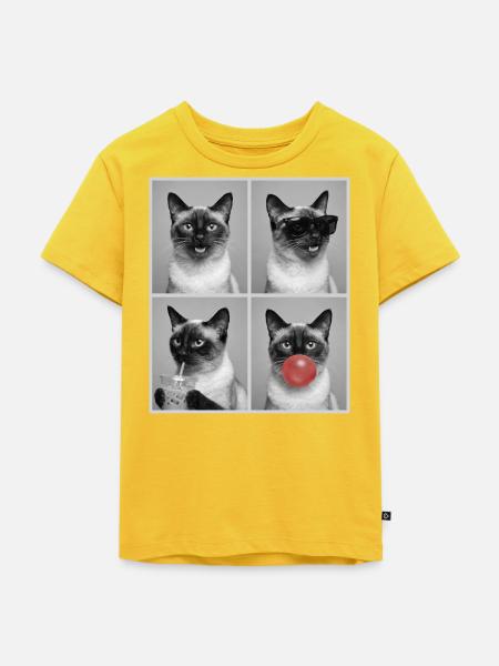 Katzen Siam Katze - Kinder Premium Bio T-Shirt - Sonnengelb