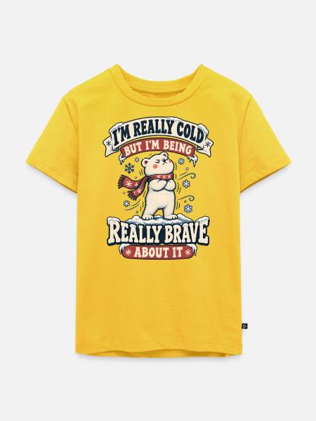 Wirklich Kaltes Mutiges Polarbär-winter-humor - Kinder Premium Bio T-Shirt - Sonnengelb