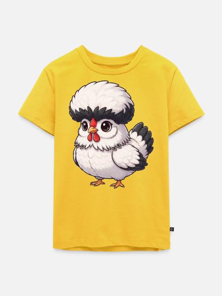Holländer Haubenhuhn - Kinder Premium Bio T-Shirt - Sonnengelb