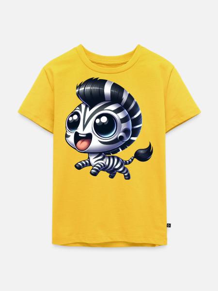 Zebra Euphorisch Lustiger Cartoon - Kinder Premium Bio T-Shirt - Sonnengelb