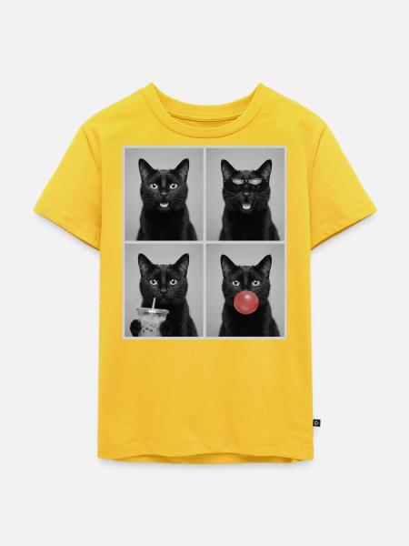 Katzen schwarze Katze - Kinder Premium Bio T-Shirt - Sonnengelb