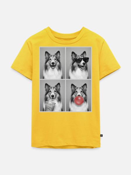 Hunde Collie Hund - Kinder Premium Bio T-Shirt - Sonnengelb