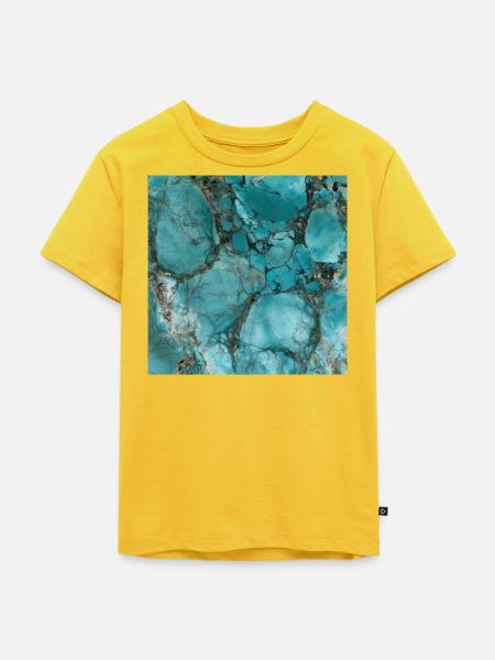 Aquamarin-türkisfarbener Marmor - Kinder Premium Bio T-Shirt - Sonnengelb