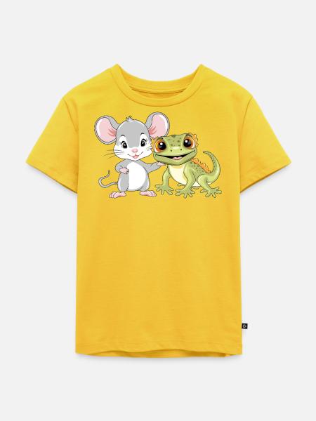 Little_mouse_and_gecko_are_best_friends - Kinder Premium Bio T-Shirt - Sonnengelb