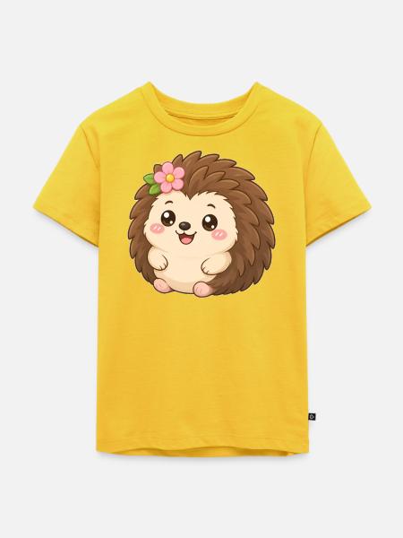 Hedgehog Flower Friend – Igel mit Blume - Kinder Premium Bio T-Shirt - Sonnengelb