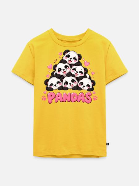Süße Pandas Freunde Cartoon - Kinder Premium Bio T-Shirt - Sonnengelb