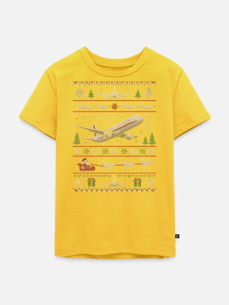 Weihnachtspullover mit Flugzeugmotiv - Kinder Premium Bio T-Shirt - Sonnengelb