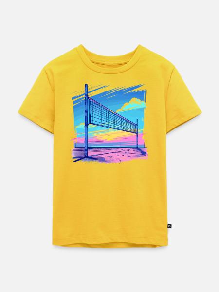 Volleyballnetz Vaporwave - Kinder Premium Bio T-Shirt - Sonnengelb