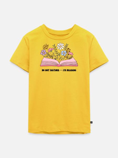 Blumen aus offenem Buch - Kinder Premium Bio T-Shirt - Sonnengelb