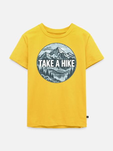 Take a Hike Berglandschaft Runddesign - Kinder Premium Bio T-Shirt - Sonnengelb