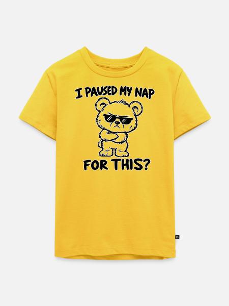Pause beendet: Nickerchen-Bär - Kinder Premium Bio T-Shirt - Sonnengelb